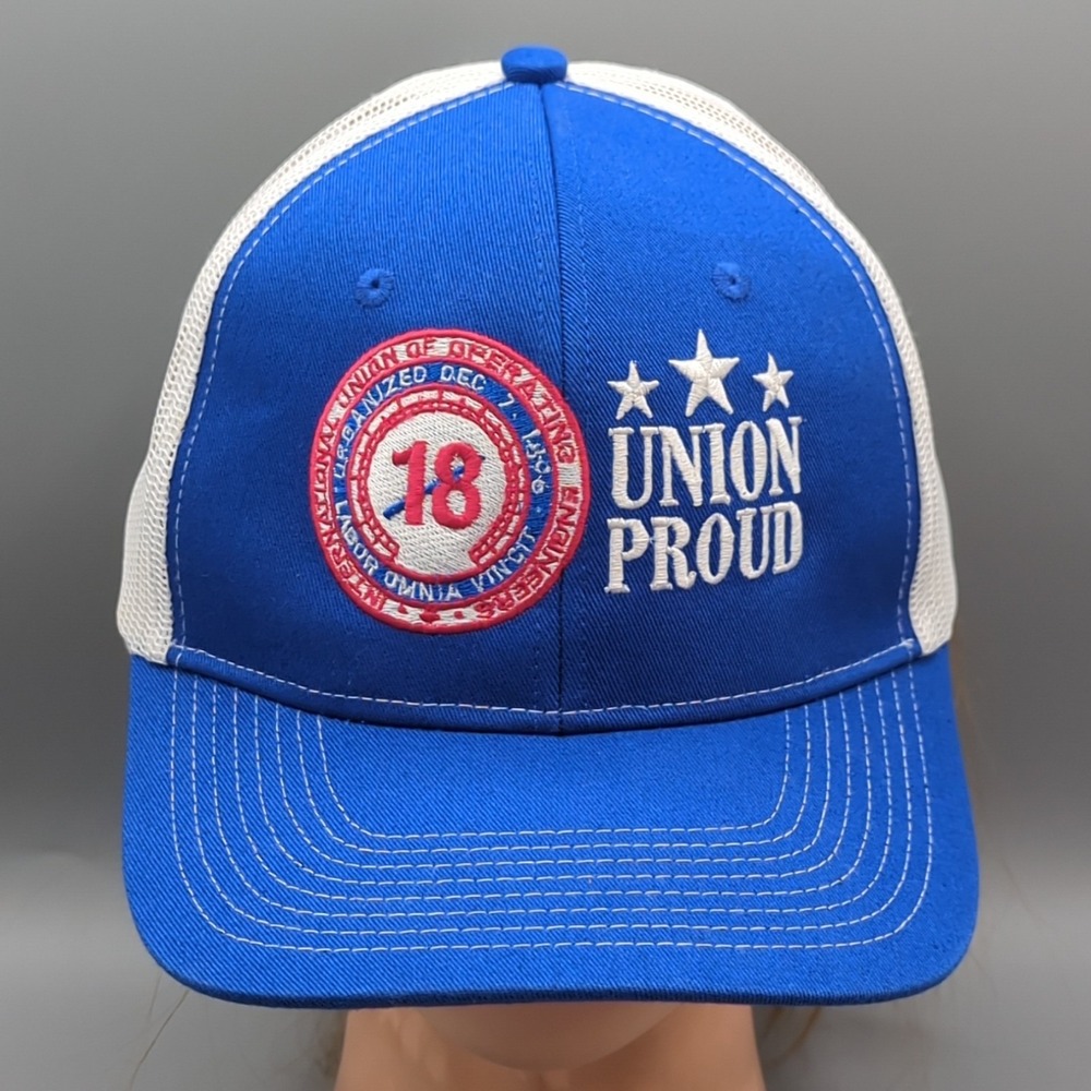 IUOE Local 18 Union Proud Hat Cap Snapback Blue/White Mesh Made in USA